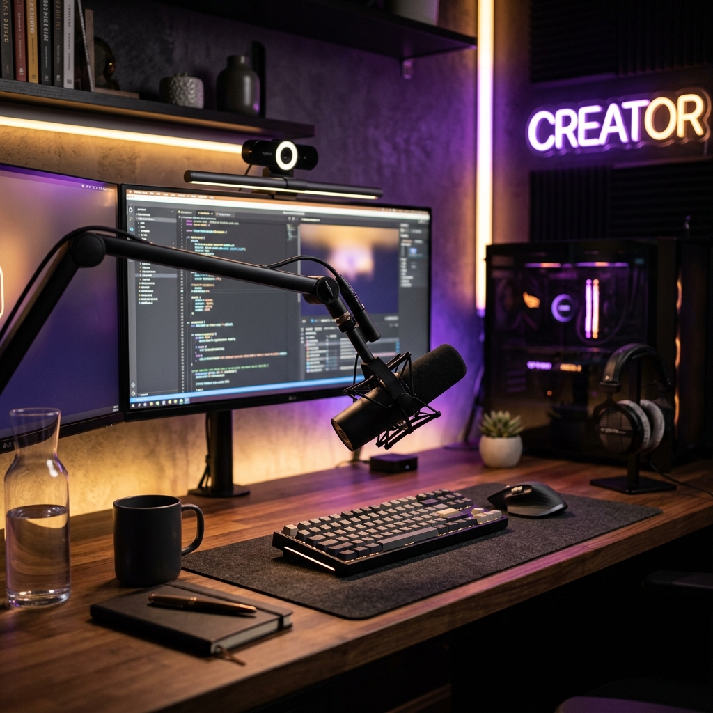 Aesthetic luxury creator studio setup